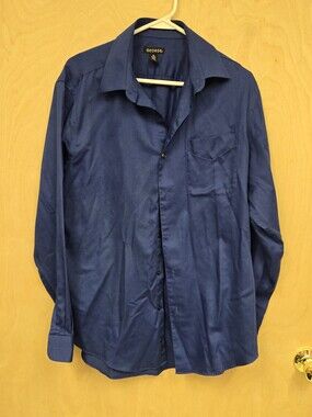 Men's Royal Blue Long Sleeve Button Up Shirt.